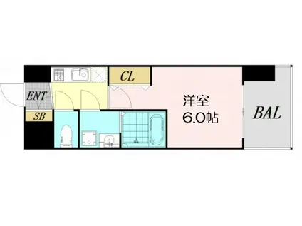 レオンコンフォート難波南Ⅱ(1K/8階)の間取り写真