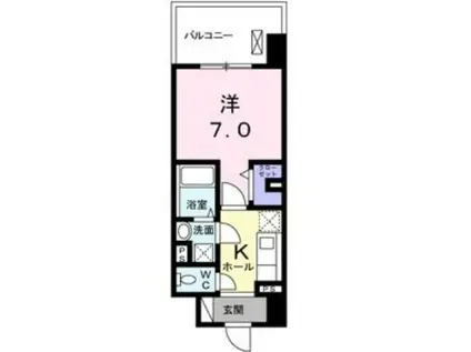 ヴァンヴェール森の宮(1K/2階)の間取り写真