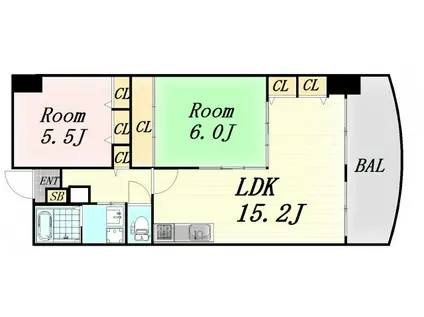 エスパシオ21(2LDK/1階)の間取り写真