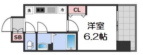 ララプレイス玉造パルク(1K/10階)の間取り写真