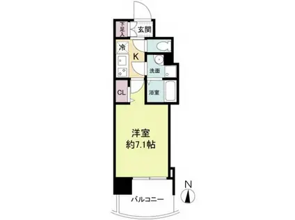 セレニテ日本橋プリエ(1K/2階)の間取り写真