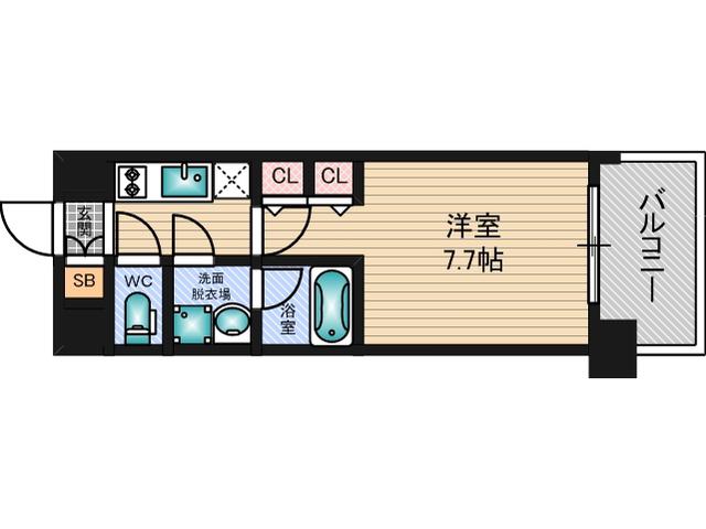 スプランディッド三国Ⅰ(1K/3階)の間取り写真