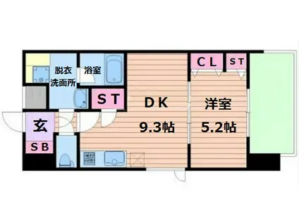 スプランディッド三国Ⅰ(1LDK/11階)の間取り写真