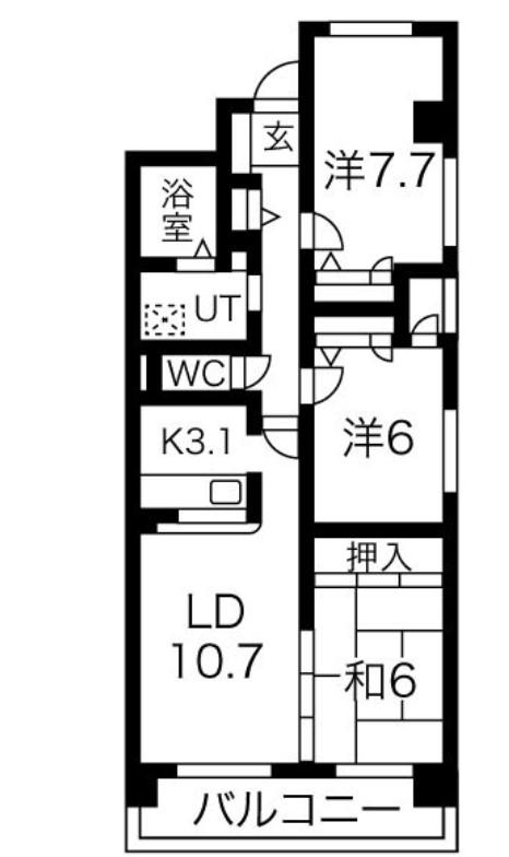 オーデブルージュ(3LDK/7階)の間取り写真