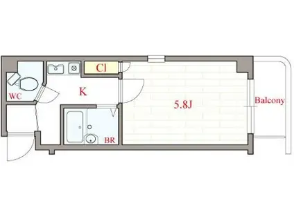 新町エビス(1K/5階)の間取り写真