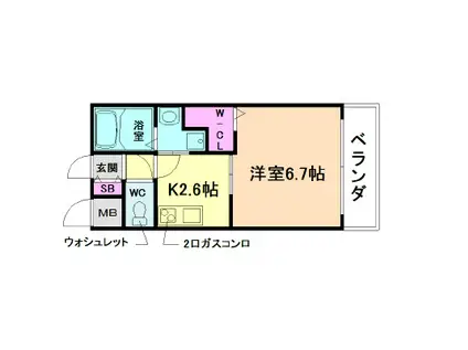 S-FORT福島LALUNA(1K/6階)の間取り写真