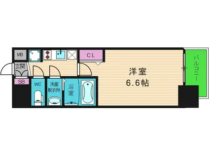 プレサンス玉造ザ・ライブ(1K/12階)の間取り写真