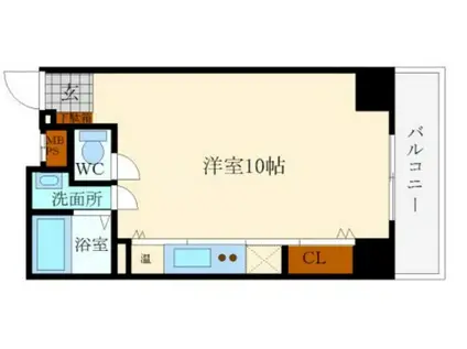 エルミタージュ難波南II(ワンルーム/9階)の間取り写真