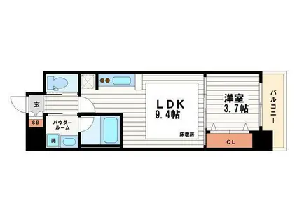 アーバネックス北久宝寺(1LDK/12階)の間取り写真