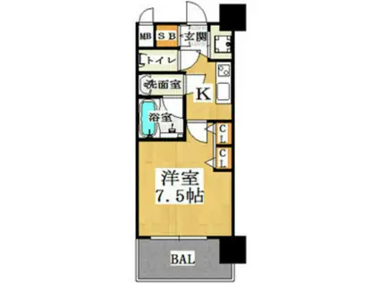 CITY SPIRE西中島(1K/5階)の間取り写真