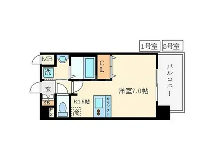 プレサンス大阪城公園 ファーストシート(1K/3階)の間取り写真