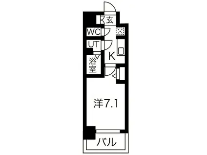 ファステート難波ウエストパーク(1K/7階)の間取り写真
