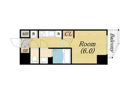 ララプレイス阿波座駅前フェリオ(1K/14階)の間取り写真