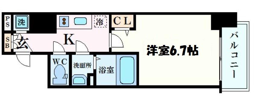 プレサンス松屋町駅前(1K/8階)の間取り写真