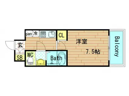 ミアカーサあわざ(1K/9階)の間取り写真