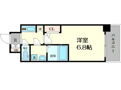 ジアコスモ江戸堀パークフロント(1K/11階)の間取り写真