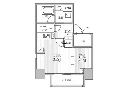 シーズンフラッツ靭本町(1LDK/3階)の間取り写真