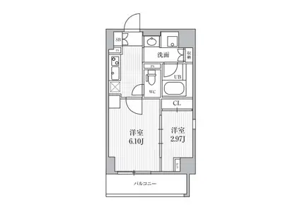 シーズンフラッツ靭本町(2K/2階)の間取り写真