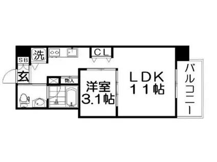 ロッカベラアパートメント(1LDK/3階)の間取り写真