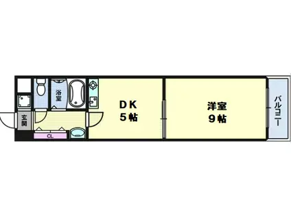 グリーンプラザ瓦町(1DK/5階)の間取り写真
