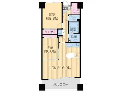 ネット堺筋クレア(2LDK/9階)の間取り写真