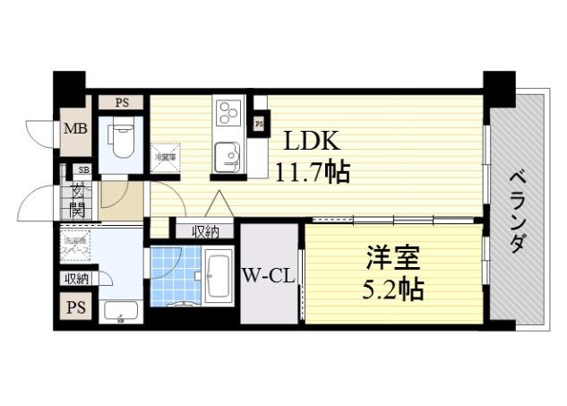LA CLOCHETTE DE ECRARGE(1LDK/2階)の間取り写真