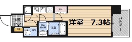 レジュールアッシュ福島キューズ(1K/4階)の間取り写真