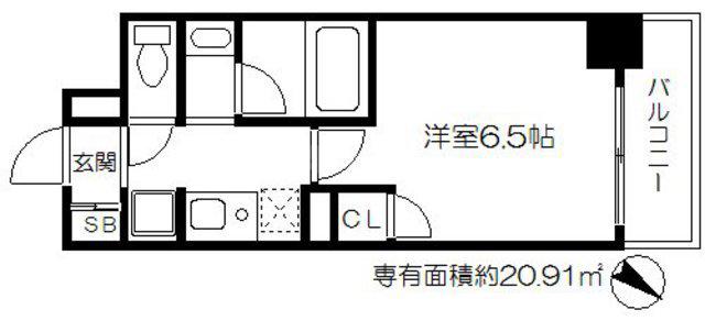 ラナップスクエア東梅田(1K/11階)の間取り写真