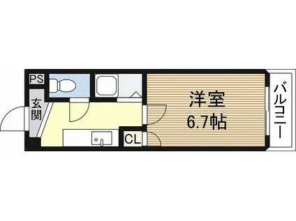 ベルフレージュ北堀江(1K/8階)の間取り写真