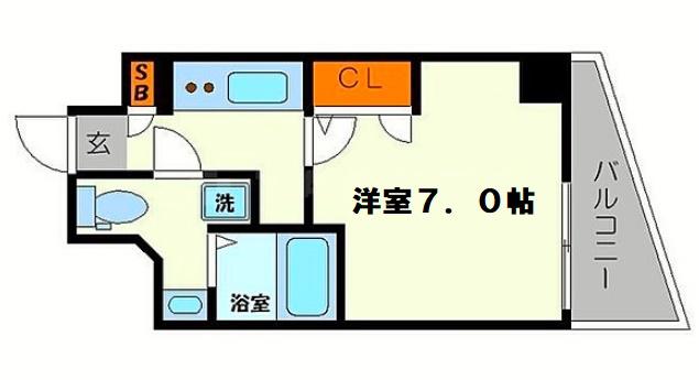 エスリード大阪城公園(1K/2階)の間取り写真