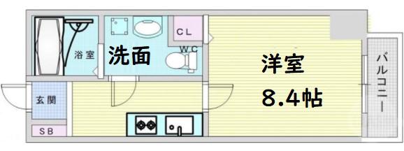 R SQUARE 東天満(1K/6階)の間取り写真