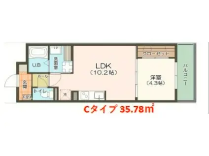 ミル グラシアス(1LDK/5階)の間取り写真