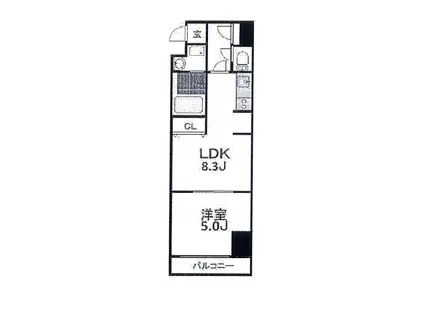 ブラービ南船場(1LDK/8階)の間取り写真