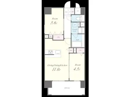 グランデカワノなにわ離宮(2LDK/8階)の間取り写真