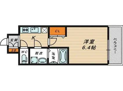 レジュールアッシュ大阪城北(1K/12階)の間取り写真