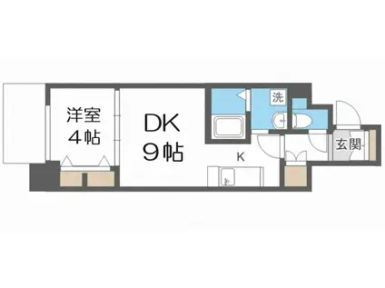 セオリー天神橋アベニール(1DK/6階)の間取り写真