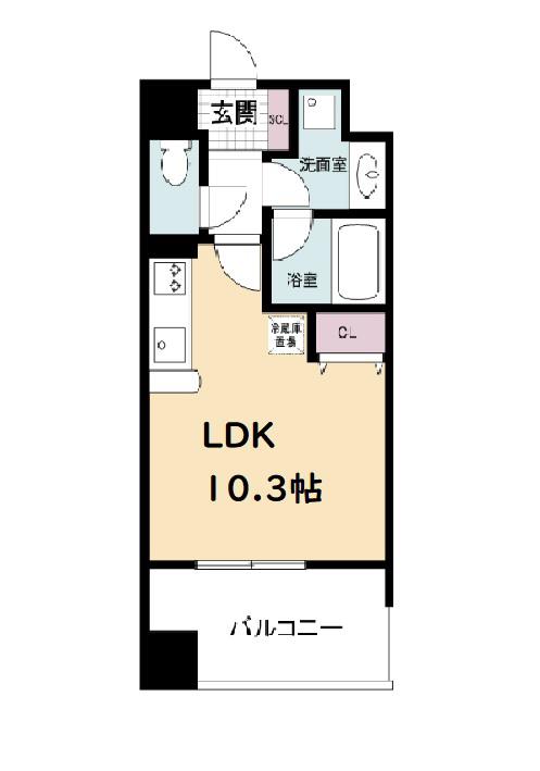 レジディア心斎橋ウエスト(ワンルーム/2階)の間取り写真