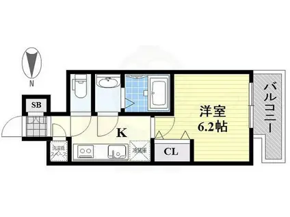 ファーストフィオーレ天王寺筆ヶ崎EYE(1K/4階)の間取り写真