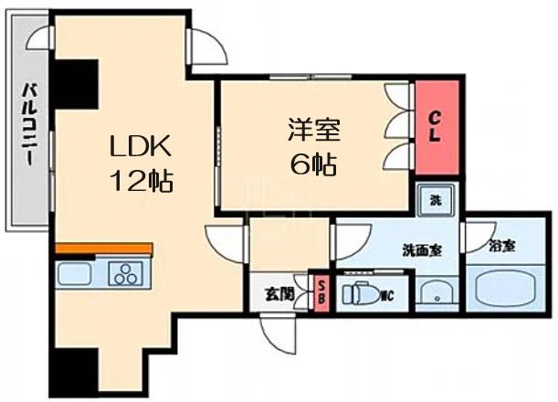 プレディアコート本町(1LDK/9階)の間取り写真