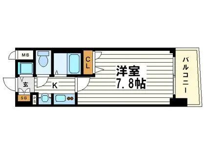 プレサンス本町リアルシティ(1K/2階)の間取り写真