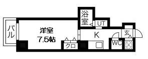 ビガーポリス138与力町(1K/4階)の間取り写真