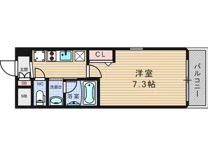 TLRレジデンス本町ウエスト(1K/12階)の間取り写真