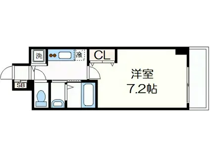 梅田ウエストレジデンス(1K/4階)の間取り写真
