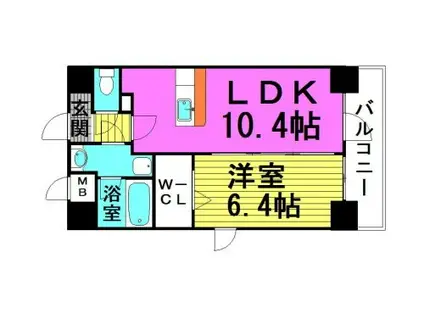 エクセルシア天神橋(1LDK/7階)の間取り写真