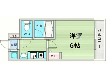 エスリード同心第3(1K/9階)の間取り写真