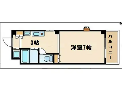 ブリリアン大国(1K/6階)の間取り写真