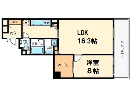 ブラービ南船場(1LDK/10階)の間取り写真