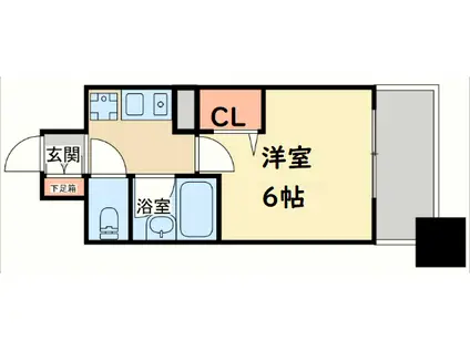 エスリード同心第2(1K/12階)の間取り写真