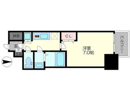 ファーストステージ江戸堀パークサイド(1K/12階)の間取り写真