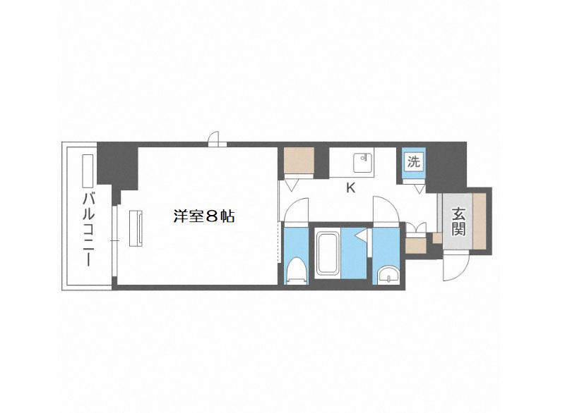 レジデンス靭公園(1K/2階)の間取り写真